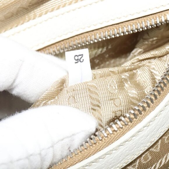 PRADA Shoulder Bag Canvas Silver White Auth - Picture 10 of 16